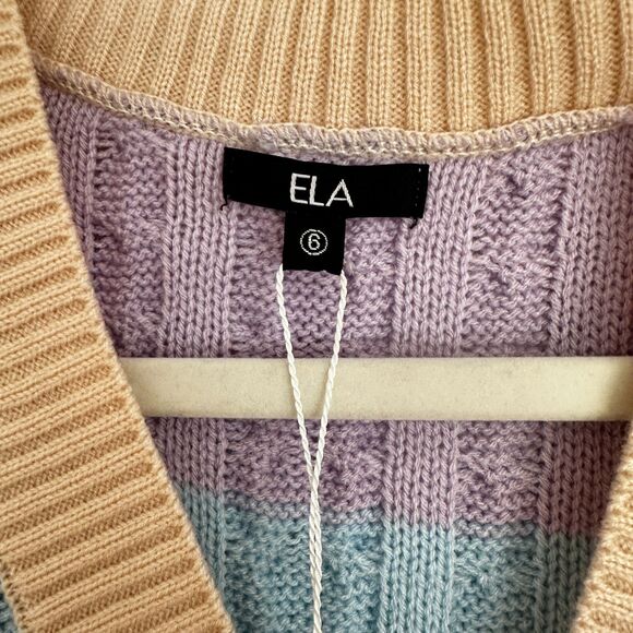 ✨ ELA Pastel Rainbow Knit Sweater Vest | Cable | Size 6 - Picture 3 of 5